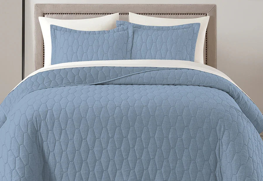 Colcha Bouti Termosellada Azul, elegante, ligera y confortable