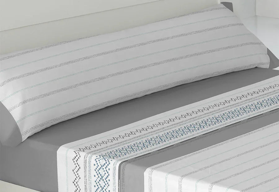 Detalle del tejido 100% algodón natural del juego de sábanas cama 90