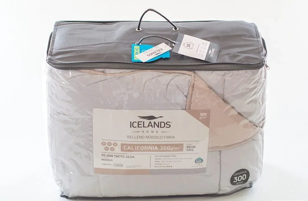 Bolsa con cremallera del nórdico reversible beige y gris Vivacolor