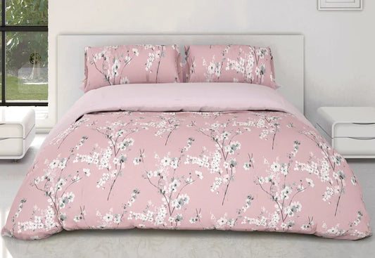 Funda nórdica reversible rosa con flores para cama 150 cm