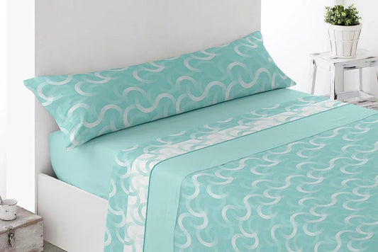 Juego de sábanas de verano tono aqua cama 150 cm