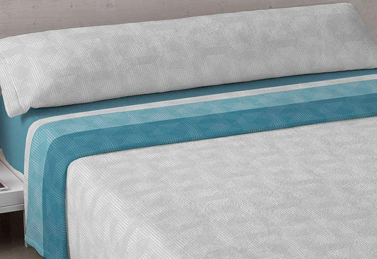 Juego de sábanas de coralina azul Senia para cama 160 Karamelo con encimera estampada