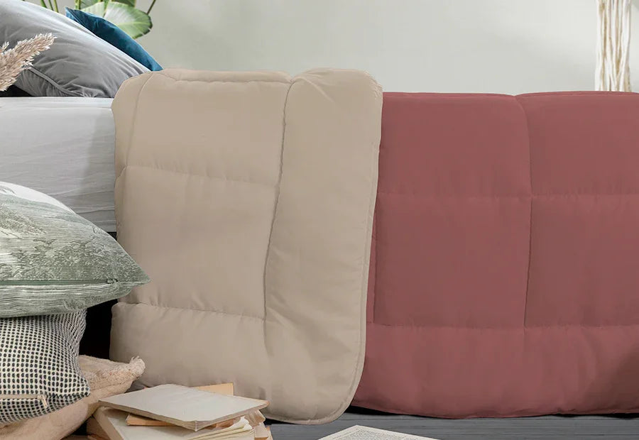 Nórdico reversible Marsala y Arena Vivacolor sobre cama de 90/105 y 135/150 cm