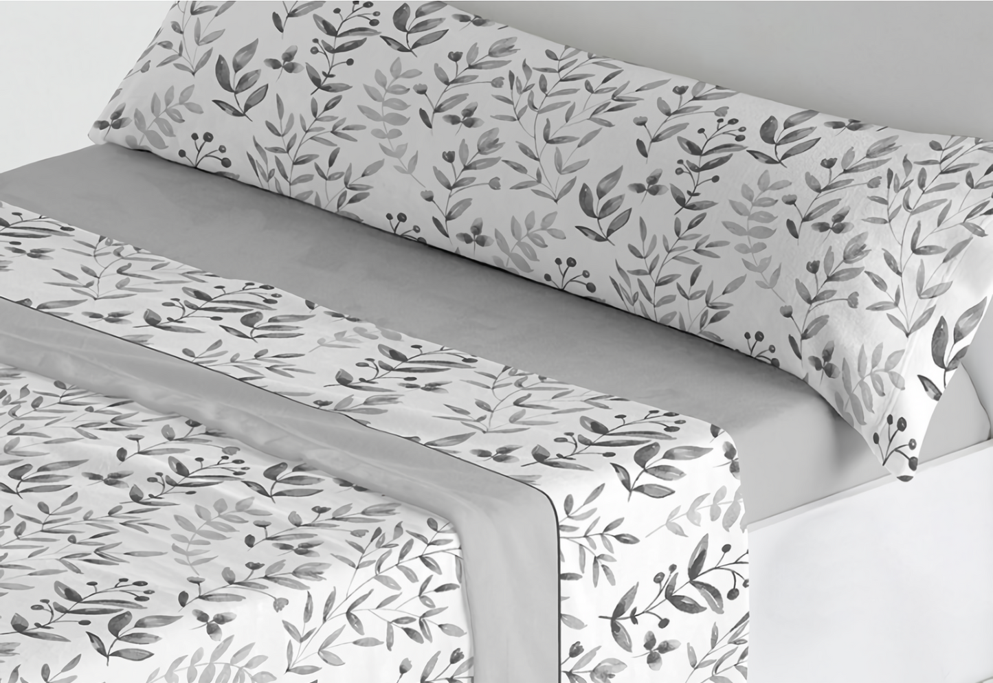 Sábanas de coralina Iceland gris cama 135 y 150 – vista general del diseño