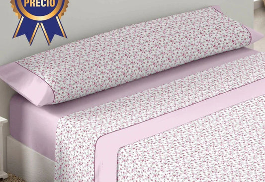 Juego de sábanas de verano rosas con estampado floral para cama de 105 cm