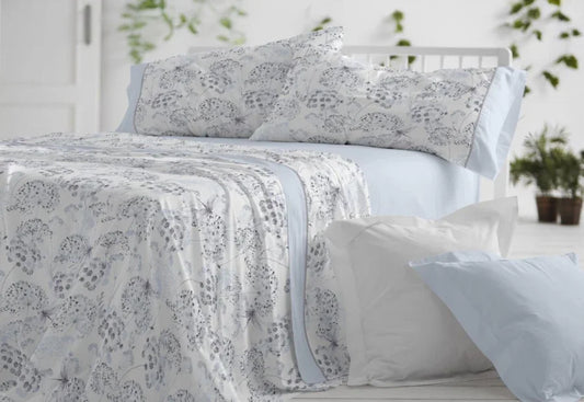 Juego de sábanas de verano color azul para cama de 160 cm, suaves y frescas.