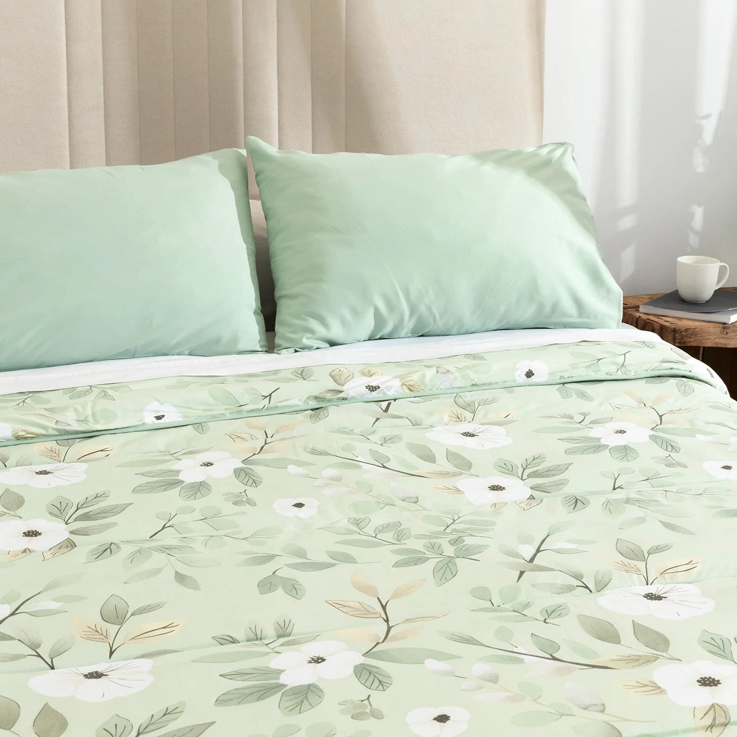 Fundas de cojín decorativas a juego con el edredón confort de diseño natural.