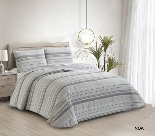 Colcha Bouti Jacquard gris con diseño moderno para cama doble