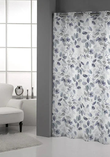 Cortina botánica gris de 140 x 265 cm para salón y dormitorio, con diseño de hojas y tejido ligero que filtra la luz