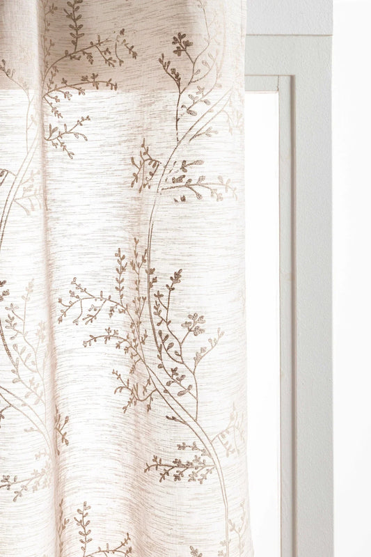 Cortina diseño botánico arena 140x265 cm