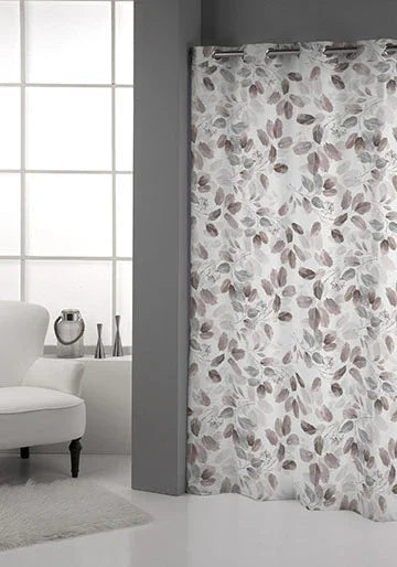 Cortina con diseño botánico color beige de 140x265 cm para salón o dormitorio