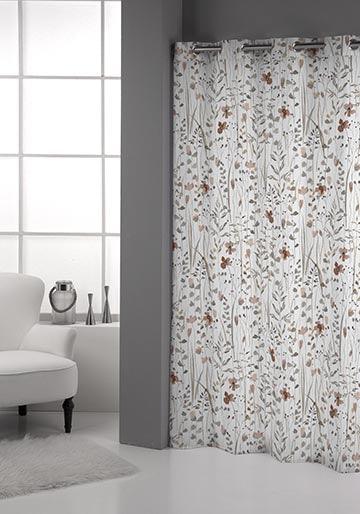 Cortina con estampado de flores beige y crema para salón o dormitorio, estilo romántico.