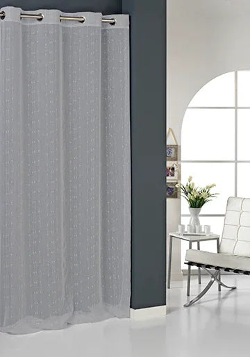Cortina con textura gris 140x265 cm elegante