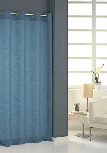 Cortina con textura rústica azul petróleo 140x265 cm