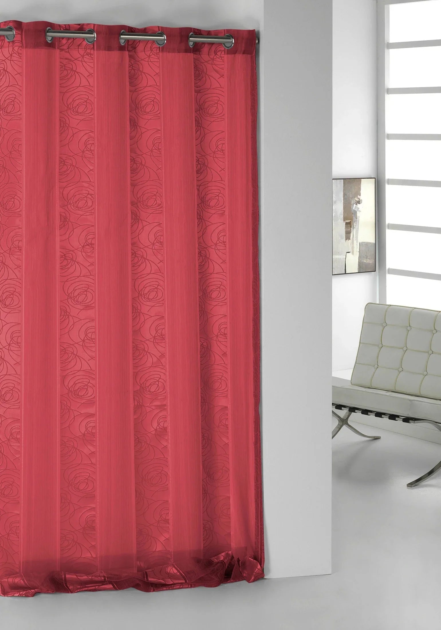 Cortina visillo rosas granate 140x265 cm