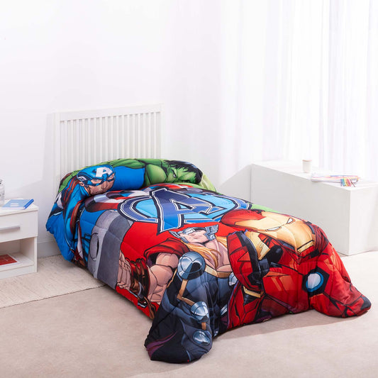 Edredón confort de los Avengers con diseño de Capitán América, Hulk, Thor e Iron Man para cama infantil