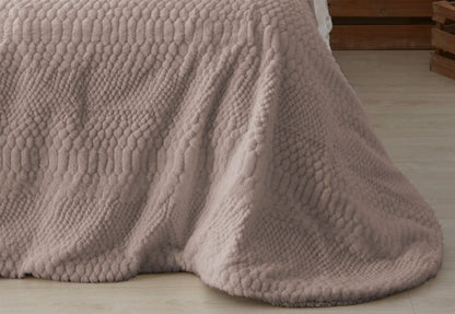 Detalle del relieve 3D en tejido sedalina del edredón sherpa borreguito de alta gama