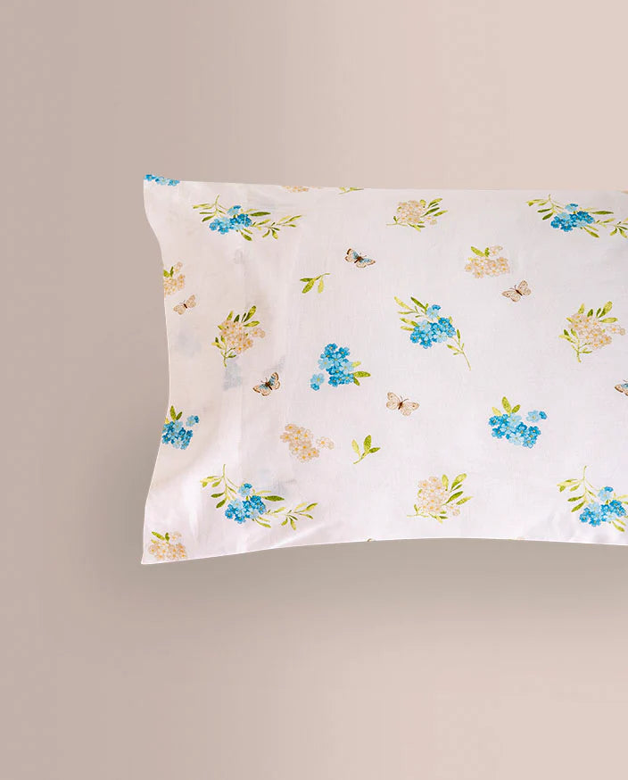 Diseño de funda de almohada del juego de sábanas de 100% algodón botánico y celeste