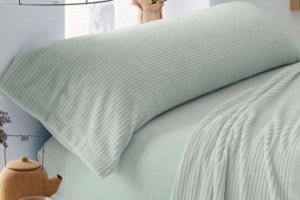 Juego de sábanas de coralina verde, tejido térmico jacquard de 240 gr/m2 para cama de invierno.