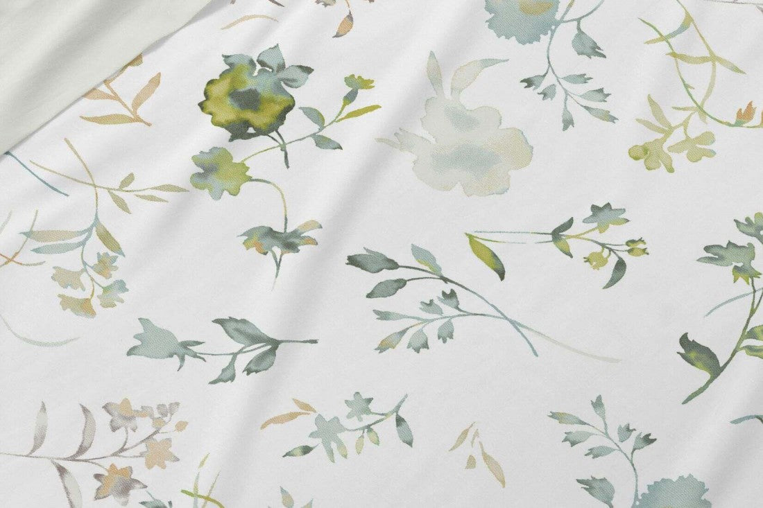 Primer plano del estampado botánico de flores menta