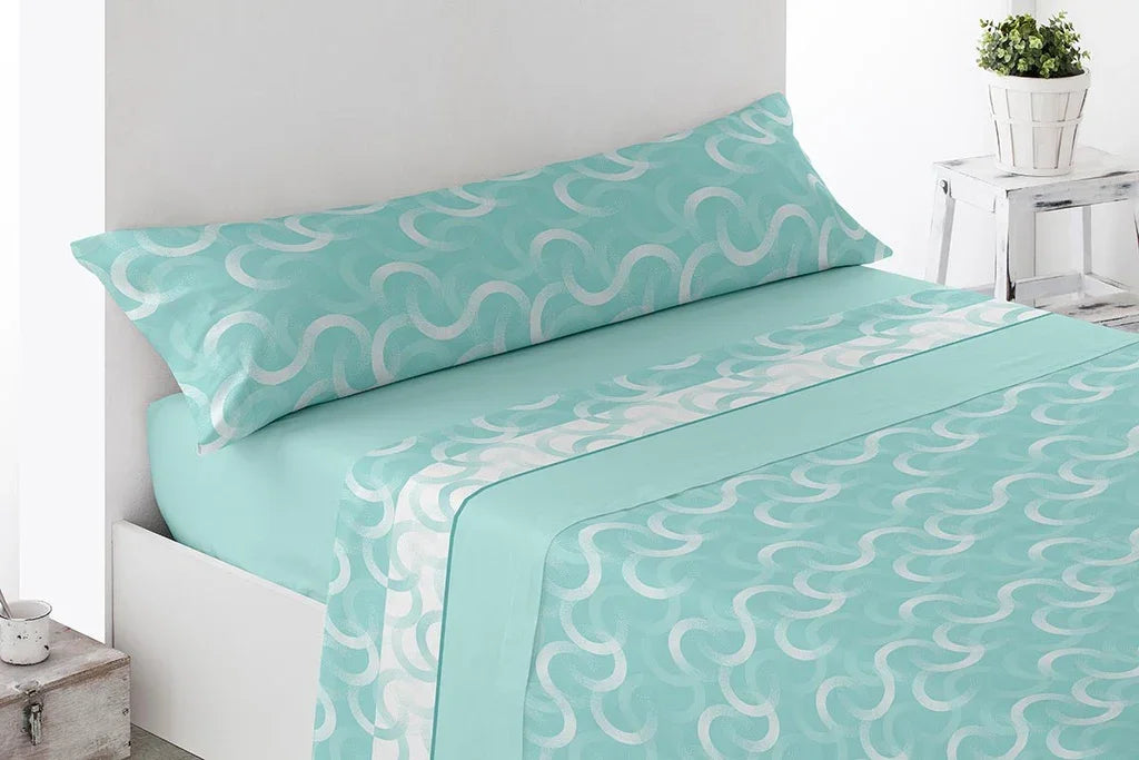 Juego de sábanas de verano tono aqua cama 150 cm