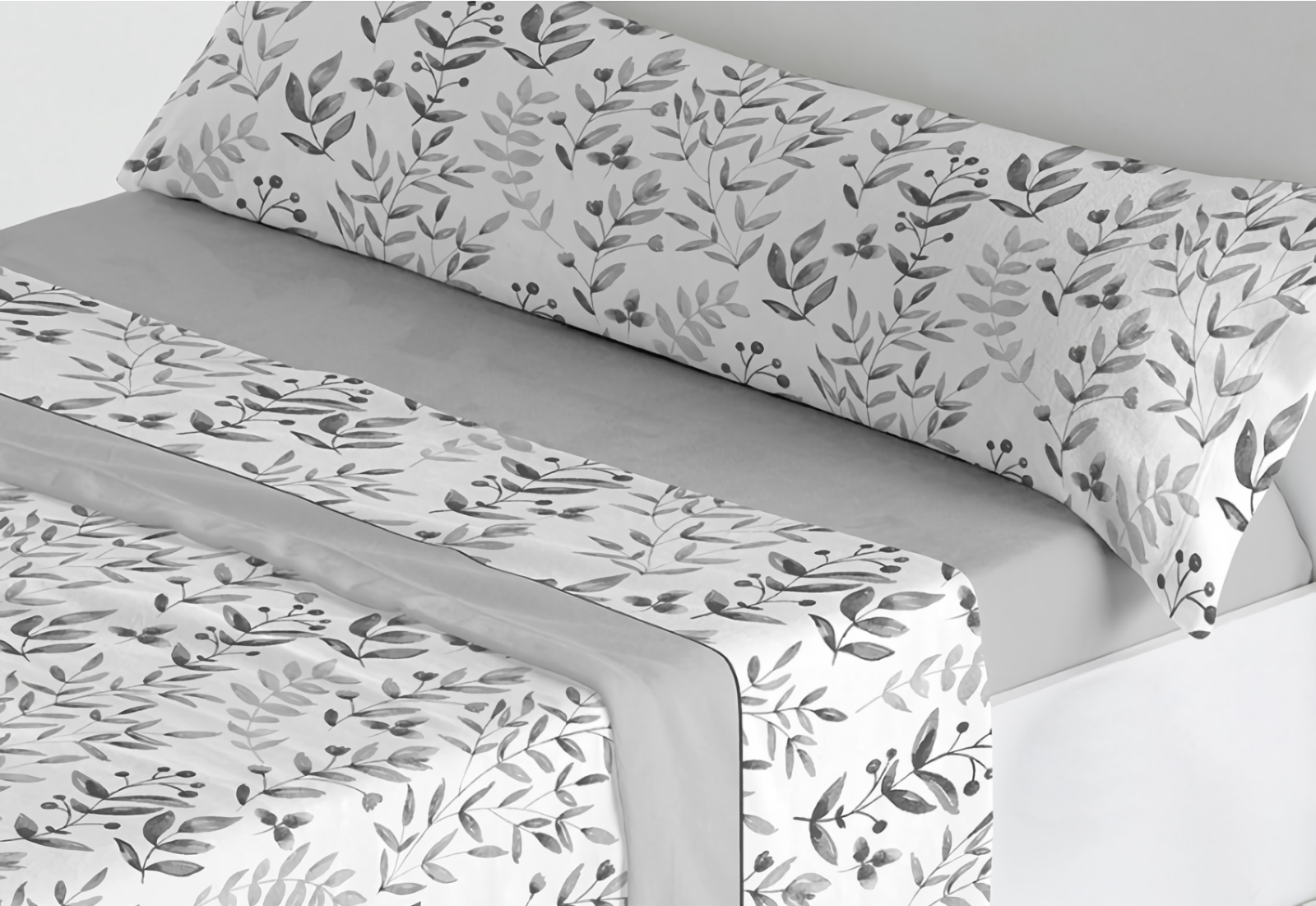 Sábanas de coralina Iceland gris cama 135 y 150 – vista general del diseño