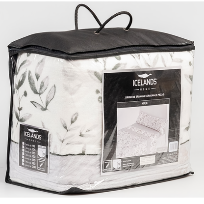 Juego de sábanas Iceland gris en bolsa de PVC reutilizable con cremallera