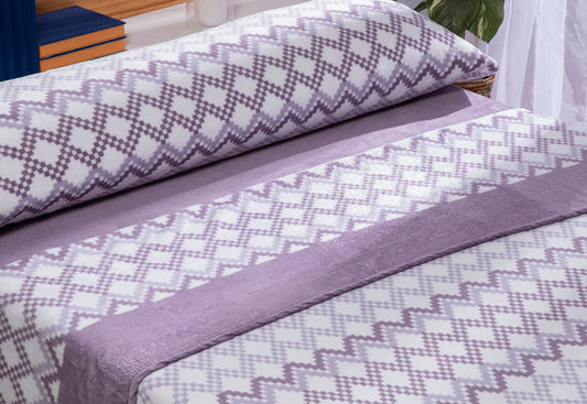 Juego completo de sábanas de coralina lila Idania para cama 150 cm, suaves y cálidas para invierno con ajuste perfecto